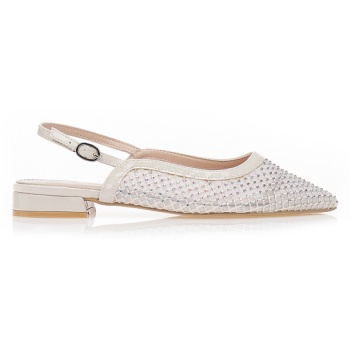 γόβες slingback με δίχτυ και στρας μπεζ σε προσφορά