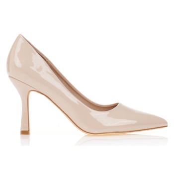 γόβες nude λουστρίνι με λεπτό τακούνι σε προσφορά