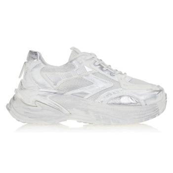 sneakers με ασημί λεπτομέρειες λευκο σε προσφορά