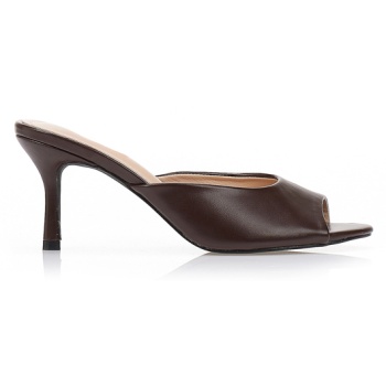 γόβες mules δερματίνη καφε σε προσφορά