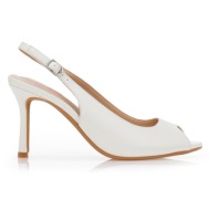  γόβες slingback peep-toe λευκο