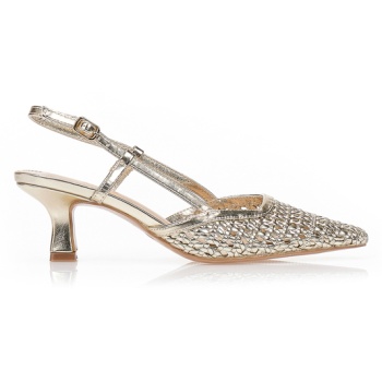 γόβες με διάτρητο σχέδιο χρυσο σε προσφορά