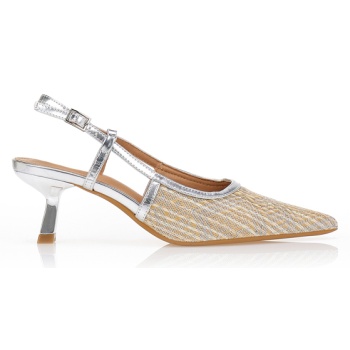 γόβες με υφή ψάθας ασημι σε προσφορά