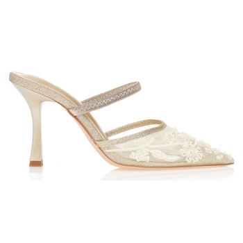 mule γόβες με λουλούδια και χάντρες σε προσφορά