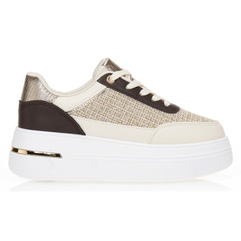 sneakers με συνδυασμό υλικών και χρυσή σε προσφορά