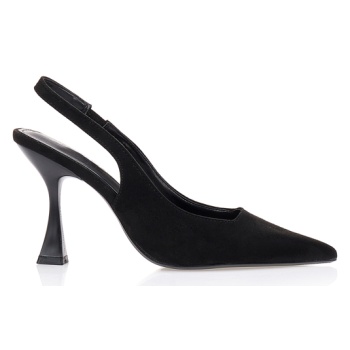 γόβες σουέτ με ιδιαίτερο τακούνι μαυρο σε προσφορά