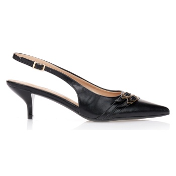 γόβες μαύρες με λουράκια και αγκράφα σε προσφορά