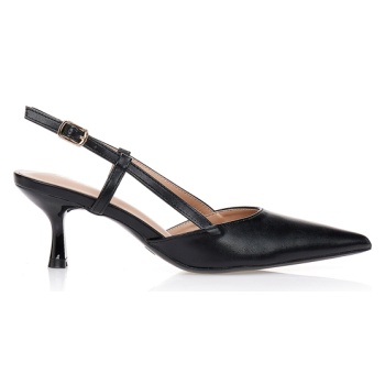 γόβες μαύρες slingback με χαμηλό σε προσφορά