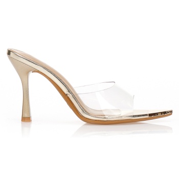 mules χρυσά με διαφάνεια και χρυσή μύτη σε προσφορά