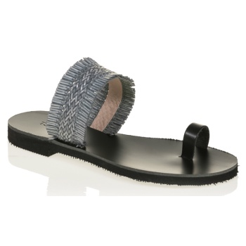 σανδάλια γαλάζια ψάθινα με πλέξη και σε προσφορά