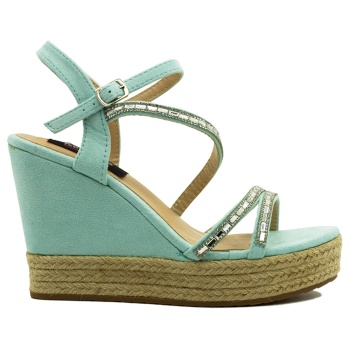 πλατφόρμες μπλε σουέτ με στρας μπλε σε προσφορά