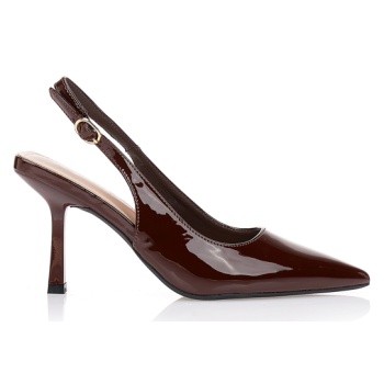 γόβες καφέ slingback μυτερές καφε σε προσφορά