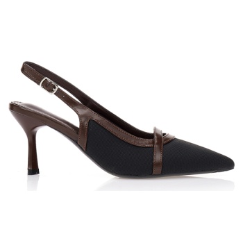 γόβες μαύρες με καφέ λεπτομέρειες από σε προσφορά