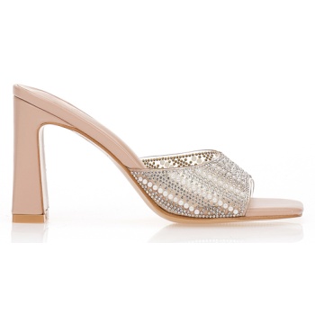 mules nude με διάφανη φάσα και στρας σε προσφορά