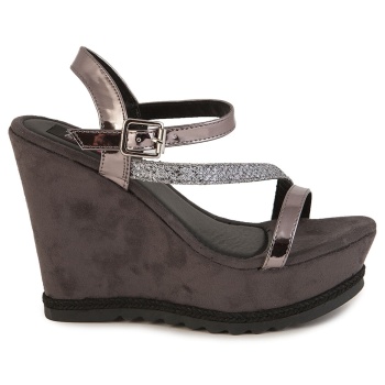 πλατφόρμες γκρι με γκλίτερ και λουριά σε προσφορά