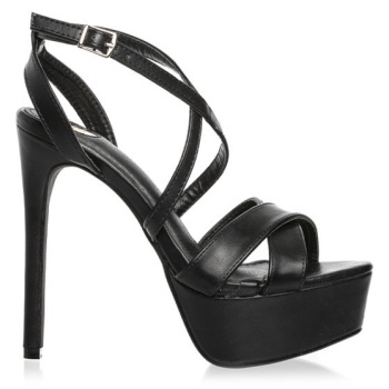 πέδιλα μαύρα δερματίνη χιαστί με λεπτό σε προσφορά