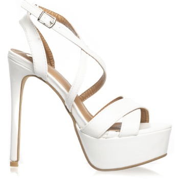 πέδιλα λευκά δερματίνη χιαστί με λεπτό σε προσφορά