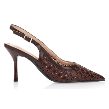 γόβες καφέ με διάτρητο μοτίβο σε προσφορά