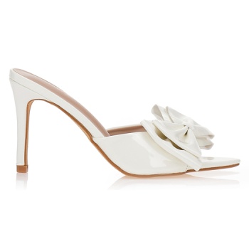 mules λευκά με διπλό φιόγκο λευκο σε προσφορά