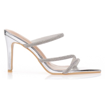 mules ασημί με πολλαπλά λουράκια και σε προσφορά