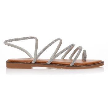 σανδάλια με ασημί στρας στα λουράκια σε προσφορά
