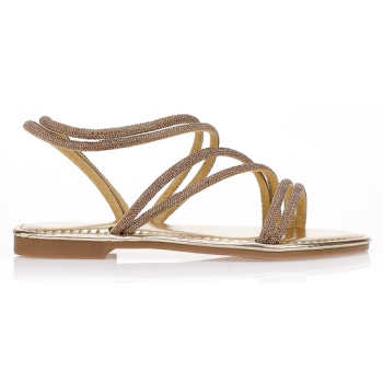σανδάλια χρυσά με στρας στα λουράκια σε προσφορά