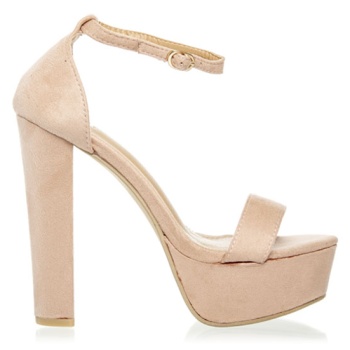 πέδιλα nude σουέτ με φιάπα και χοντρό σε προσφορά