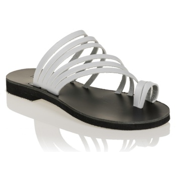 σανδάλια λευκά δερμάτινα με σχέδιο απο σε προσφορά