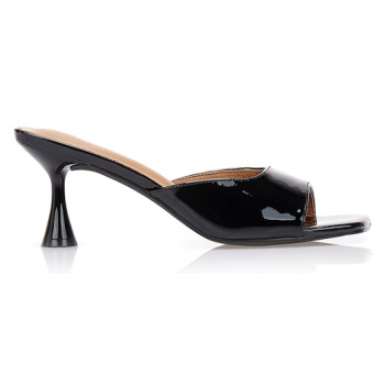 mules μαύρα με ιδιαίτερο τακούνι μαυρο σε προσφορά