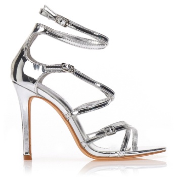 πέδιλα ασημί με πολλαπλά λουράκια ασημι σε προσφορά