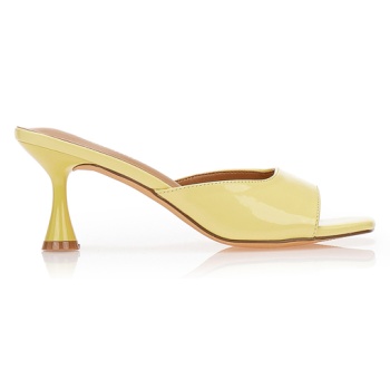 mules κίτρινα με ιδιαίτερο τακούνι σε προσφορά