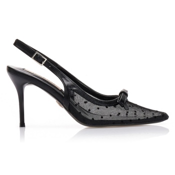 γόβες tsoukalas πουά με φιόγκο μαυρο