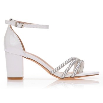 πέδιλα λευκά με στρας και λουράκια λευκο σε προσφορά