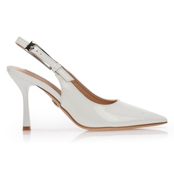 γόβες tsoukalas λευκές λουστρίνι