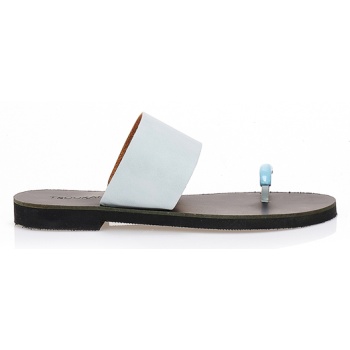 χειροποίητα σανδάλια σιέλ δερματίνη με σε προσφορά