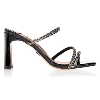 mules tsoukalas μαύρα με στρας λουράκια