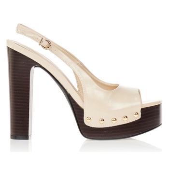 πέδιλα μπεζ με τρουκς και χοντρό σε προσφορά