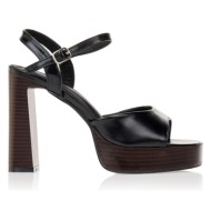  πέδιλα μαύρα με ξύλινο και χοντρό τακούνι μαυρο