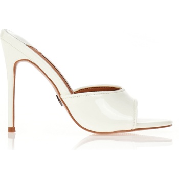 mules tsoukalas λευκά λουστρίνι με