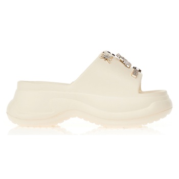 παντόφλες σαμπό μπεζ λάστιχο με σε προσφορά