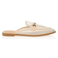  mules μοκασίνια μπεζ με χρυσή αγκράφα μπεζ