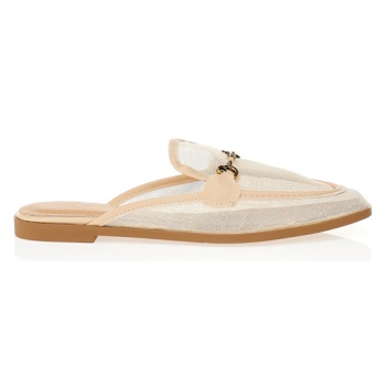 mules μοκασίνια μπεζ με χρυσή αγκράφα σε προσφορά