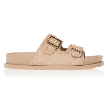 παντόφλες σουέτ πούρο με τρουκς πουρο σε προσφορά