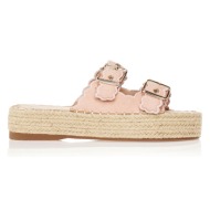  εσπαντρίγιες flatforms ροζ σουέτ με αγκράφες ροζ