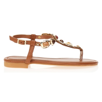 σανδάλια κάμελ με χρυσές λεπτομέρειες σε προσφορά