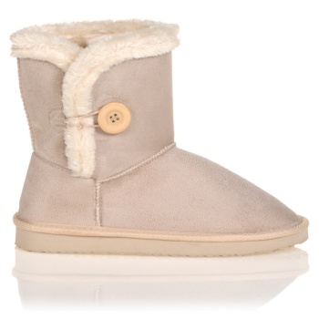 μποτάκια μπεζ σουέτ με διακοσμητικό σε προσφορά