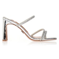  mules tsoukalas ασημί με στρας λουράκια ασημι