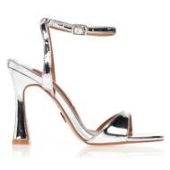  πέδιλα tsoukalas ασημί λουστρίνι με ιδαίτερο σχέδιο στο λουράκι ασημι