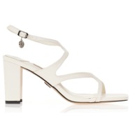  πέδιλα tsoukalas λευκά με χοντρό τακούνι λευκο