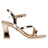  πέδιλα tsoukalas χρυσά με τακούνι και λουράκι χρυσο